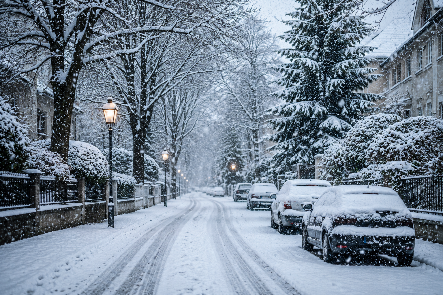 Straße mit Schnee im Winter